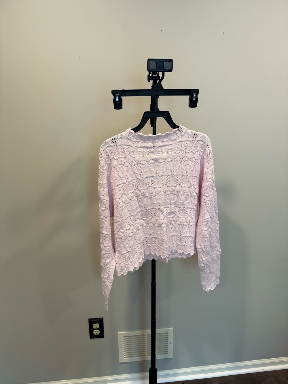 Altar'd State Pale Pink Lace Knit Button Cardigan - Picture 7 of 7
